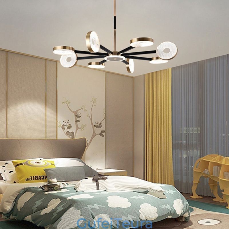 אור תליון מינימליסטי תשעה ראשים מעגל אור תקרה