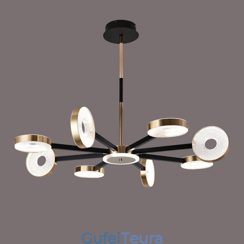 אור תליון מינימליסטי תשעה ראשים מעגל אור תקרה