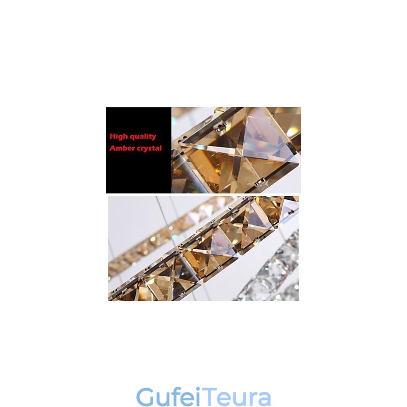 מנורות תאורת תליון קריסטל גופים מודרניים ענבר K9 קריסטל טבעת יחידה עגולה 30 ס"מ