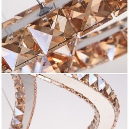 מנורות תאורת תליון קריסטל גופים מודרניים ענבר K9 קריסטל טבעת יחידה עגולה 30 ס"מ