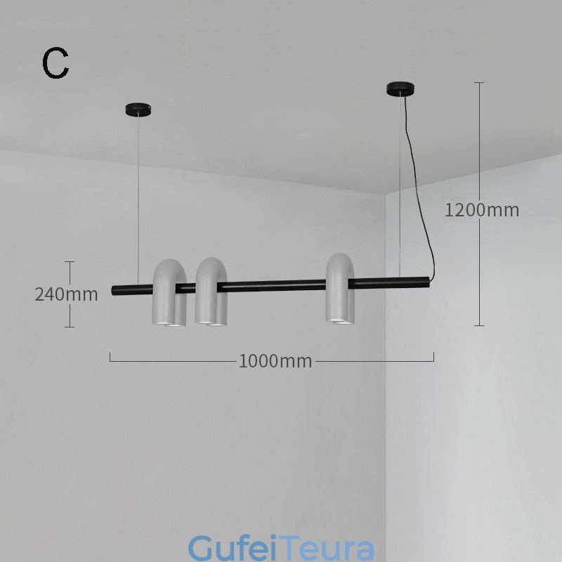 אור תקרה מברזל יצוק בצורת U אור תליון 90 גוון מסתובב