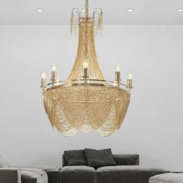 שרשרת אלומיניום תליון אור Creative Light יוקרה ציצית דקורטיבית אור זהב כסף
