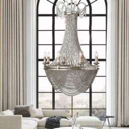 שרשרת אלומיניום תליון אור Creative Light יוקרה ציצית דקורטיבית אור זהב כסף