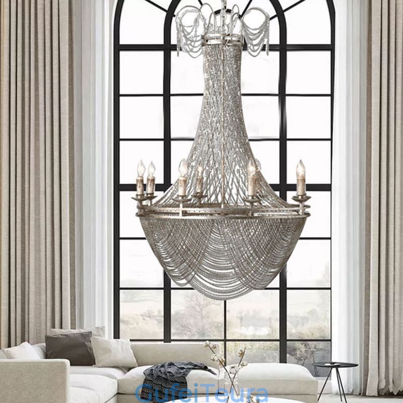 שרשרת אלומיניום תליון אור Creative Light יוקרה ציצית דקורטיבית אור זהב כסף