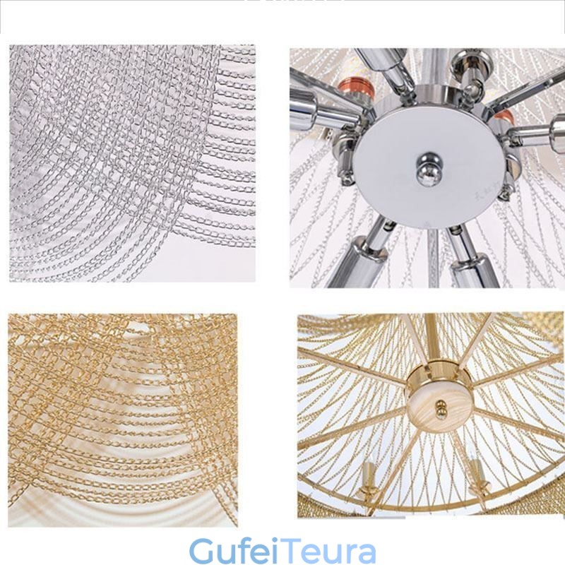 שרשרת אלומיניום תליון אור Creative Light יוקרה ציצית דקורטיבית אור זהב כסף