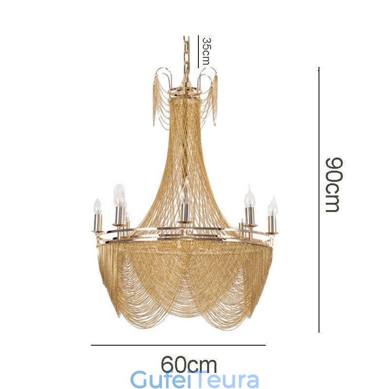 שרשרת אלומיניום תליון אור Creative Light יוקרה ציצית דקורטיבית אור זהב כסף