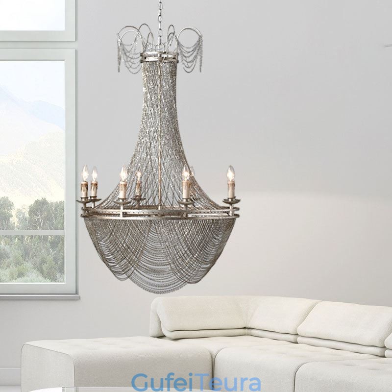 שרשרת אלומיניום תליון אור Creative Light יוקרה ציצית דקורטיבית אור זהב כסף