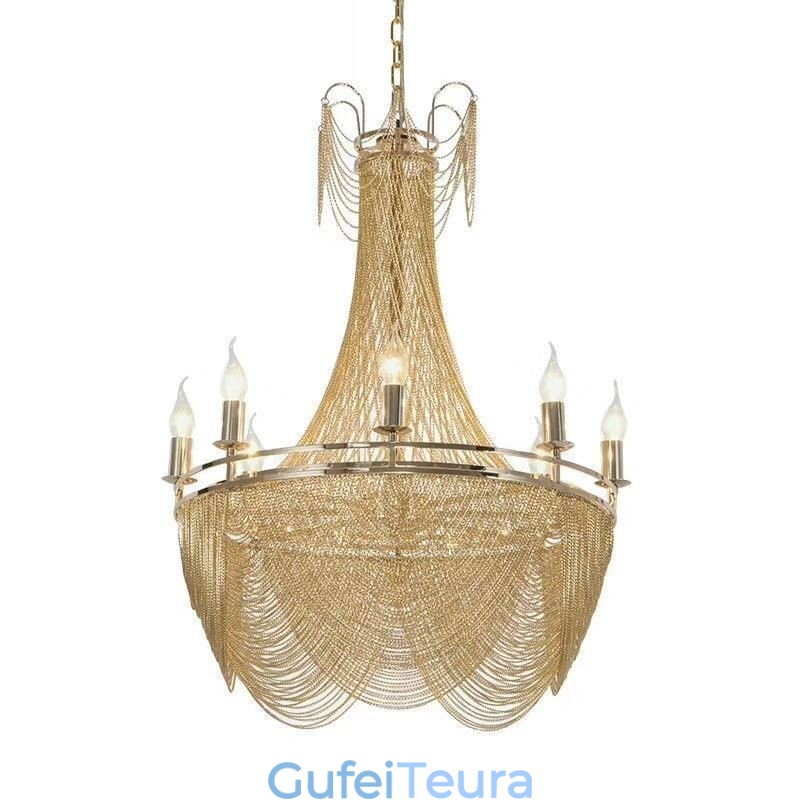 שרשרת אלומיניום תליון אור Creative Light יוקרה ציצית דקורטיבית אור זהב כסף