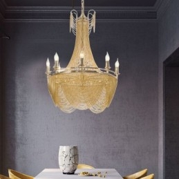 שרשרת אלומיניום תליון אור Creative Light יוקרה ציצית דקורטיבית אור זהב כסף