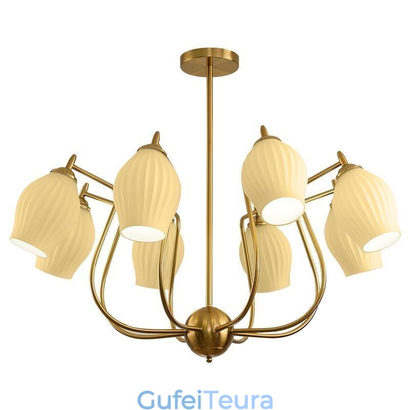 אור תליון נורדי Creative ברזל יצוק נחושת צבע טבעי אבקן אור תקרת