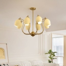 אור תליון נורדי Creative ברזל יצוק נחושת צבע טבעי אבקן אור תקרת