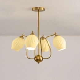 אור תליון נורדי Creative ברזל יצוק נחושת צבע טבעי אבקן אור תקרת