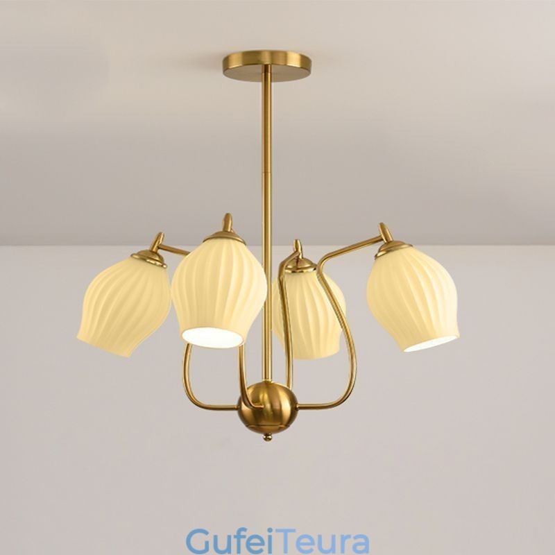 אור תליון נורדי Creative ברזל יצוק נחושת צבע טבעי אבקן אור תקרת