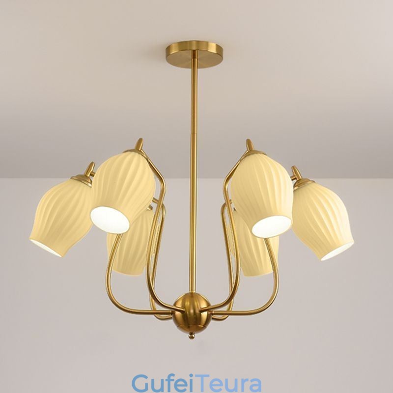 אור תליון נורדי Creative ברזל יצוק נחושת צבע טבעי אבקן אור תקרת