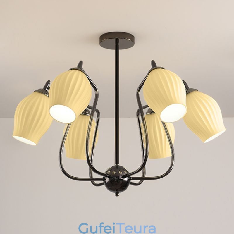 אור תליון נורדי Creative ברזל יצוק אקדח אבקן שחור אור תקרת