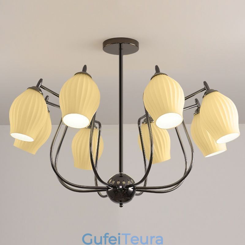 אור תליון נורדי Creative ברזל יצוק אקדח אבקן שחור אור תקרת