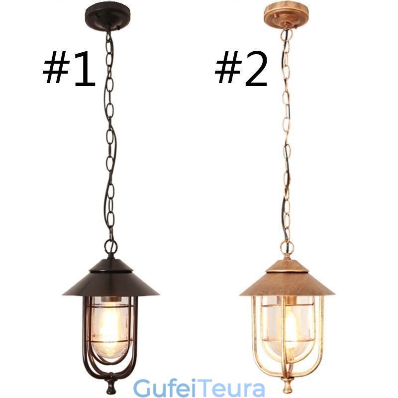 אור חוץ אמריקאי רטרו עמיד למים בצורת כלוב ציפורים תליון אור גן