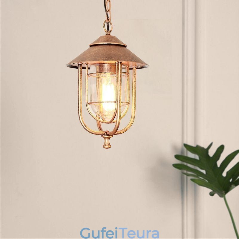 אור חוץ אמריקאי רטרו עמיד למים בצורת כלוב ציפורים תליון אור גן