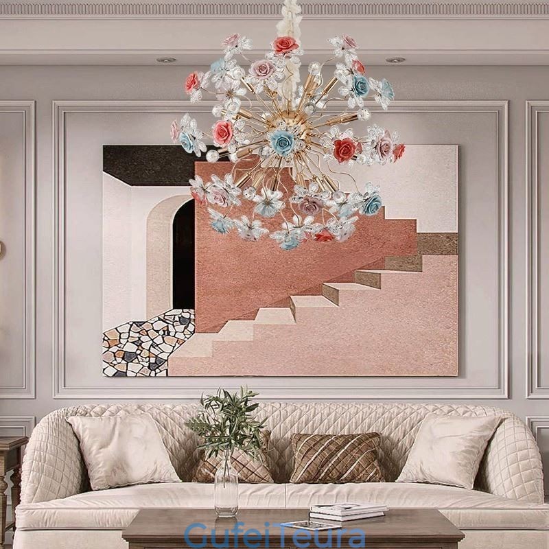 תאורת תליון דקורטיבית נברשת פרח קריסטל מודרנית