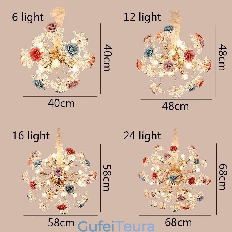 תאורת תליון דקורטיבית נברשת פרח קריסטל מודרנית