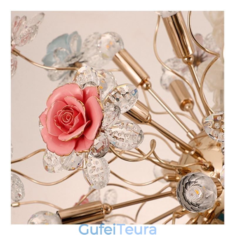 תאורת תליון דקורטיבית נברשת פרח קריסטל מודרנית