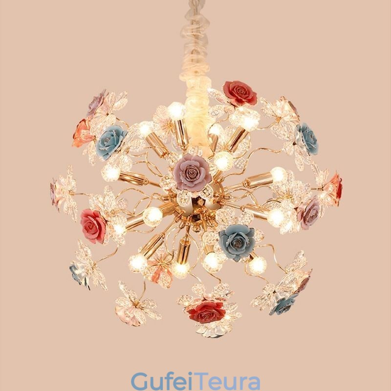 תאורת תליון דקורטיבית נברשת פרח קריסטל מודרנית