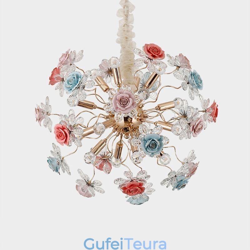 תאורת תליון דקורטיבית נברשת פרח קריסטל מודרנית