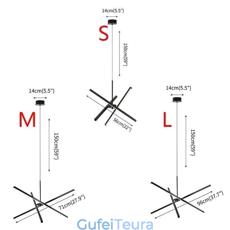 מנורת רצועה שחורה ניתנת לעמעום מודרנית