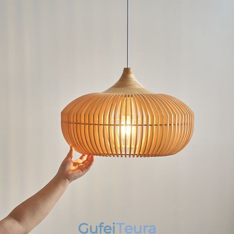 מסגרת עץ תליון אור נברשת בצורת דלעת