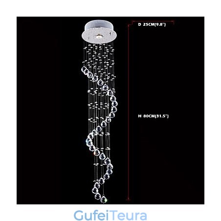 אור תליון קריסטל תאורת נברשת 1 אורות כסף Canpoy ברור K9 קריסטל Helix מנורות תקרה H80CM