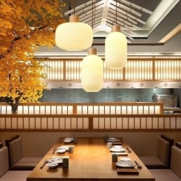 תליון עץ יפני אור תליית פנס זכוכית