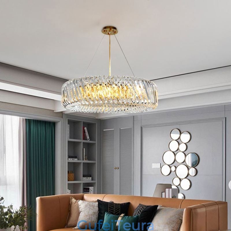 אור תליון אירופאי עגול זכוכית עיטור מנורת תלייה