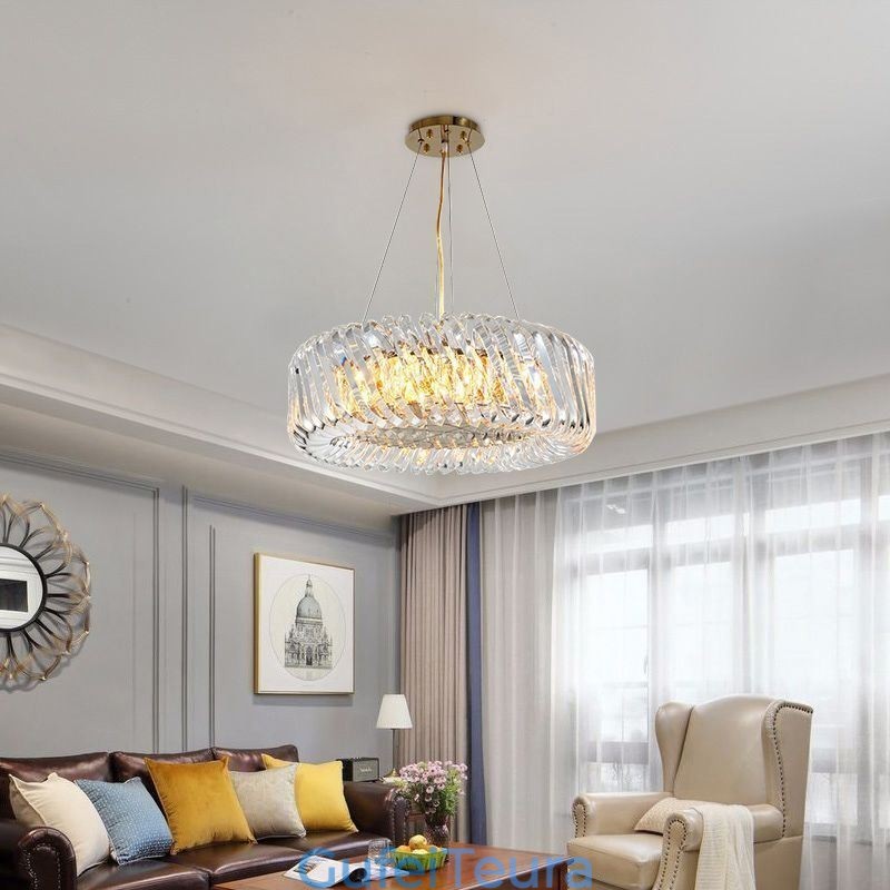 אור תליון אירופאי עגול זכוכית עיטור מנורת תלייה