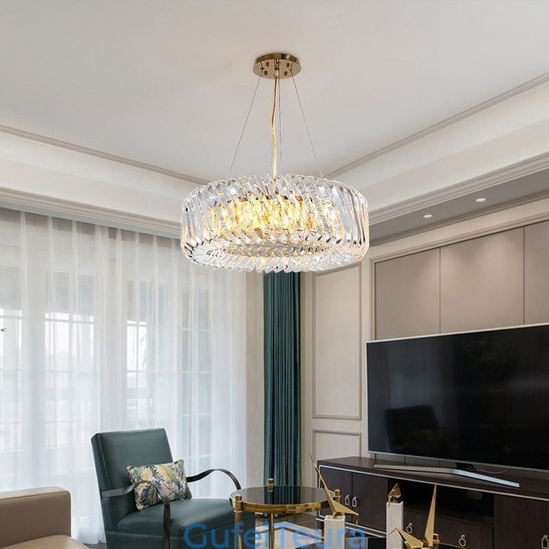 אור תליון אירופאי עגול זכוכית עיטור מנורת תלייה