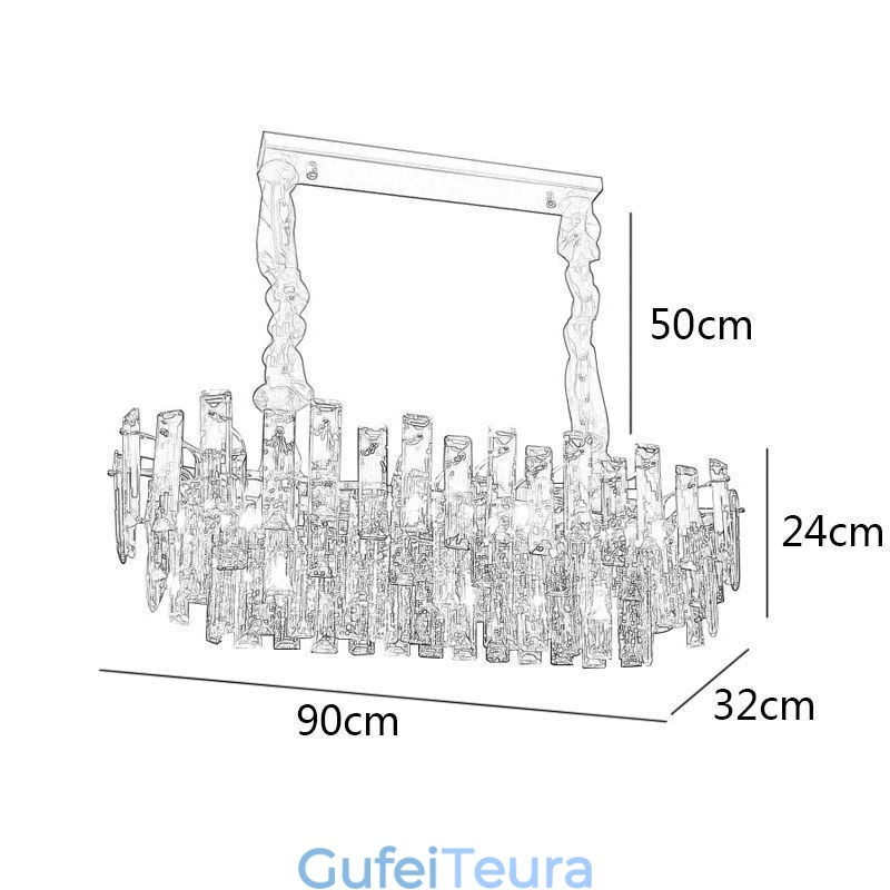 נברשת זכוכית אירופאית אור מנורות תליון אובליות