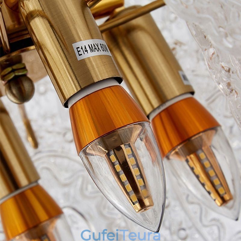 מודרני זכוכית תליון אור נברשת ברונזה זהב