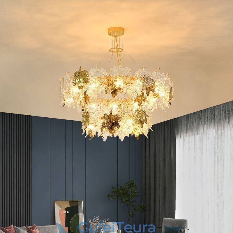 Maple Leaf Pendant Light אירופאי נברשת זכוכית לעיצוב הבית