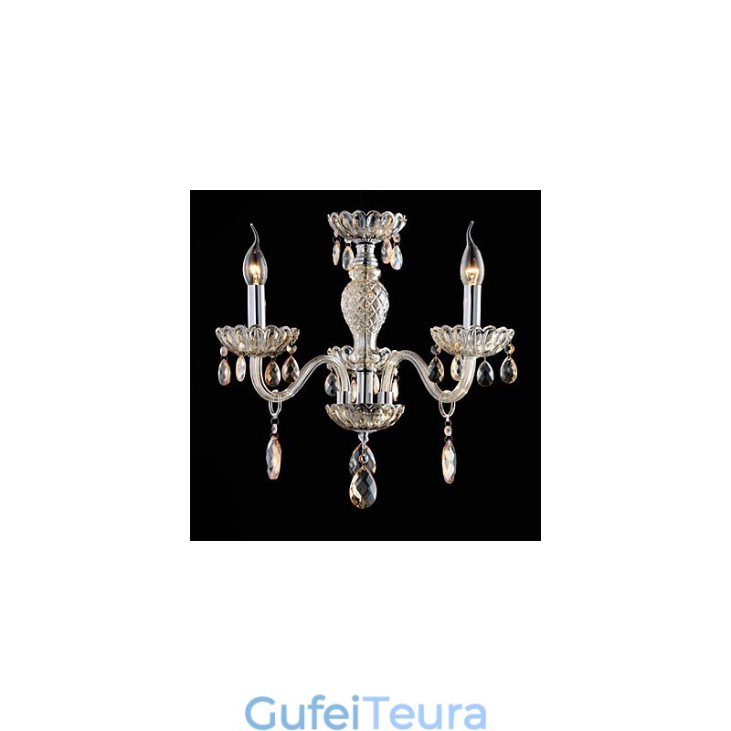 3 אור סגנון הארמון נברשת זכוכית עם נורת נר