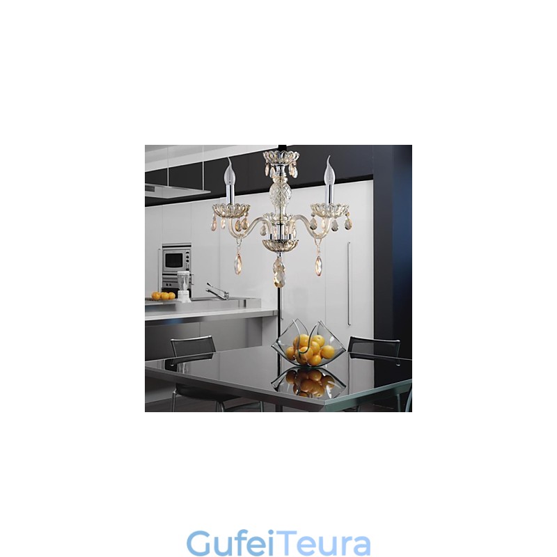 3 אור סגנון הארמון נברשת זכוכית עם נורת נר