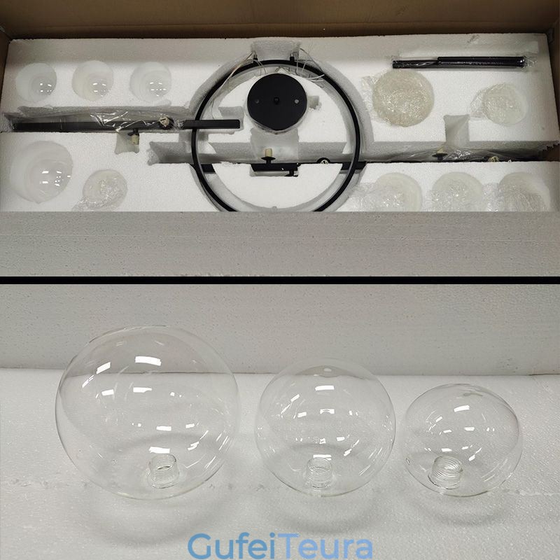 נברשת מתכת מודרנית מנורות תליון בועות זכוכית שקופה