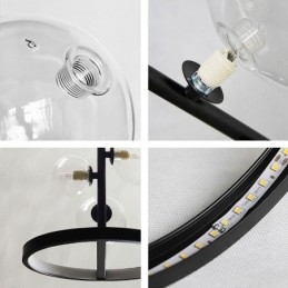 נברשת מתכת מודרנית מנורות תליון בועות זכוכית שקופה