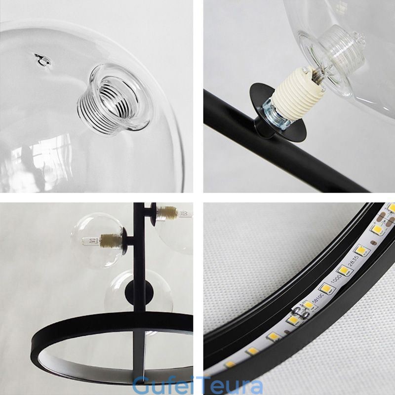 נברשת מתכת מודרנית מנורות תליון בועות זכוכית שקופה