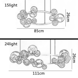 נברשת מתכת יצירתית מודרנית מנורת בועות זכוכית שקופה