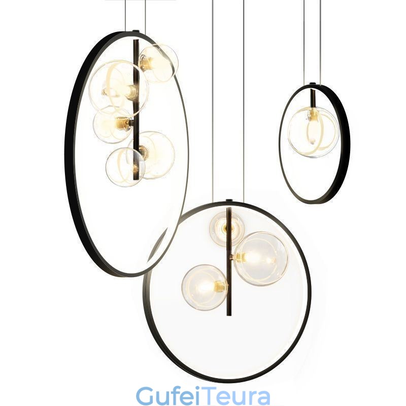 נורדי תליון אור זכוכית בועות עיגול נברשת מנורת טרקלין מודרנית