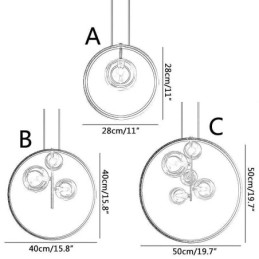 נורדי תליון אור זכוכית בועות עיגול נברשת מנורת טרקלין מודרנית