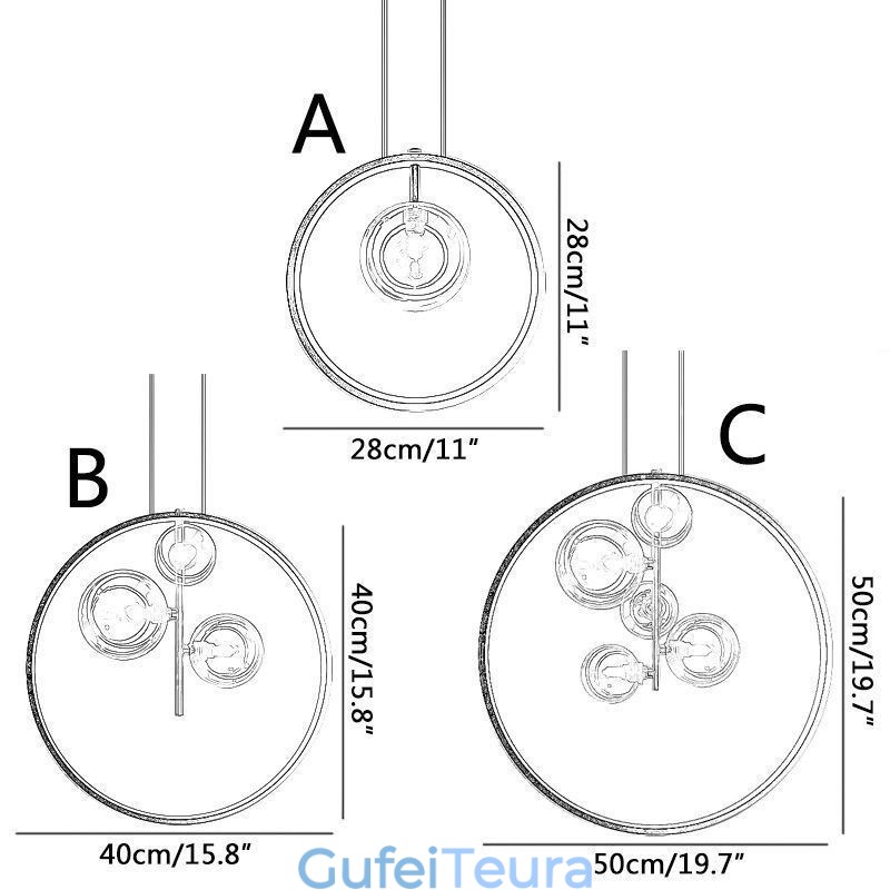נורדי תליון אור זכוכית בועות עיגול נברשת מנורת טרקלין מודרנית