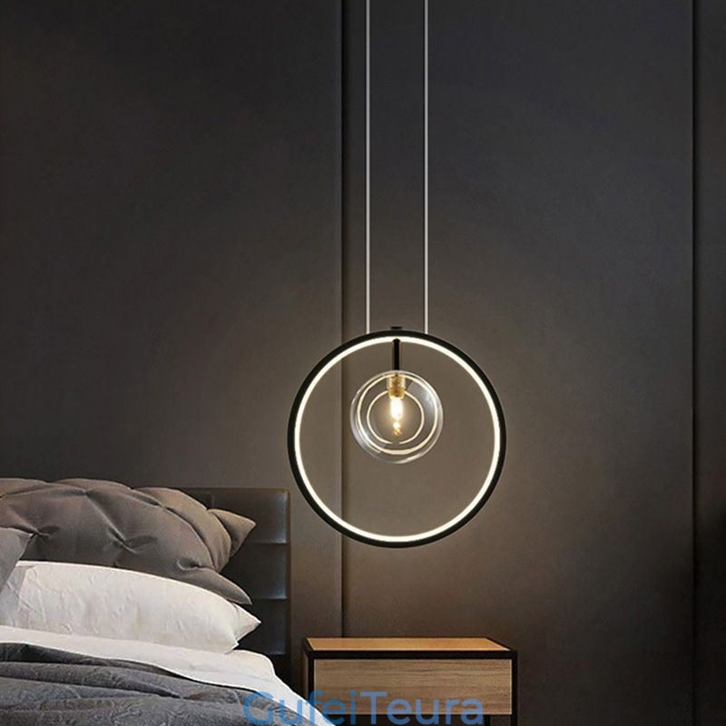 נורדי תליון אור זכוכית בועות עיגול נברשת מנורת טרקלין מודרנית