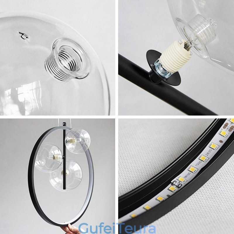 נורדי תליון אור זכוכית בועות עיגול נברשת מנורת טרקלין מודרנית