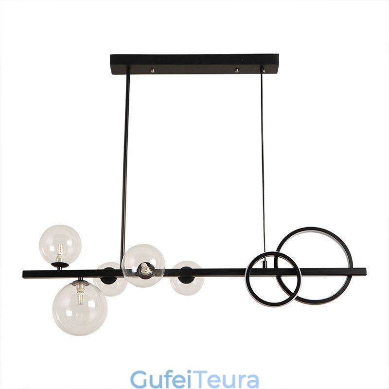 תליון בועת זכוכית מודרנית מנורות סוגר ארוך שחור