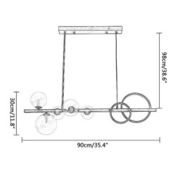 תליון בועת זכוכית מודרנית מנורות סוגר ארוך שחור